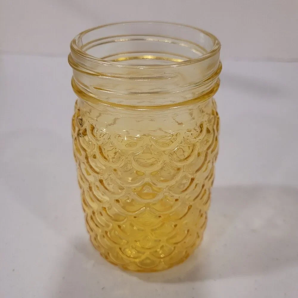 Mason Jar Pint Vase – Textured Pattern – Sunny Yellow – 5.25